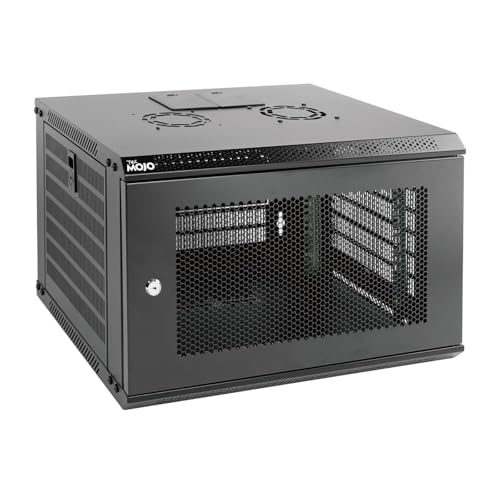 Tecmojo 6U 450 mm tiefes Serverschrank, IT-Netzwerk-Rack-Gehäuse, abschließbare Tür und Seitenwände, schwarz, Locable Mesh-Tür, Tiefe, für 19-Zoll-IT-Geräte, A/V-Geräte, flaches Paket von Tecmojo