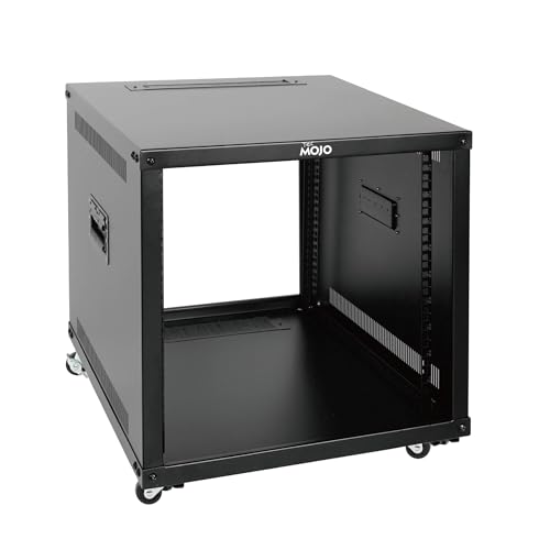 Tecmojo 9U tragbares rollendes Netzwerk-Rack, 4-Posten-mobiles offenes Rahmen-Server-Rack mit Rädern, 19-Zoll-kleiner Server-Rack-Schrank von Tecmojo