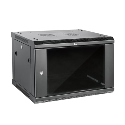 Tecmojo Elite Collection 6U Serverschrank zur Wandmontage, IT-Netzwerk-Rack, abschließbare Glastür und Seitenwände, 59,9 cm Tiefe, Schwarz zur Aufbewahrung von PDU, Medien, Switch von Tecmojo