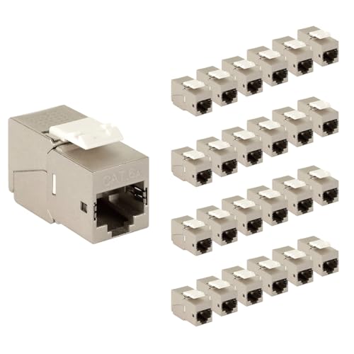 Tecmojo RJ45 Cat6A geschirmte Keystone-Buchse, 180 Grad werkzeuglose modulare Buchse, 10 Gbit/s / 500 MHz, 25 Stück Tecmojo RJ45 Cat6A geschirmte Keystone-Buchse, 180 Grad werkzeuglose modulare Buchse, 10 Gbit/s / 500 MHz, 25 Stück von Tecmojo