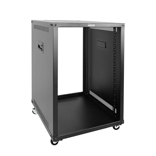 Tecmojo 15U Tragbares rollendes Netzwerk-Rack, 4-Pfosten-mobiler offener Rahmen, Server-Rack mit Rollen, freistehender Serverschrank für Computer/Daten/AV/IT-Ausrüstung/Netzwerkausrüstung von Tecmojo