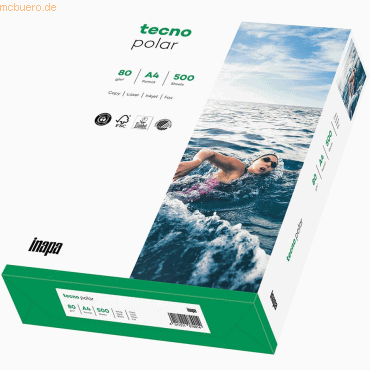 5 x Tecno Kopierpapier Polar A4 80g/qm weiß VE=500 Blatt von Tecno