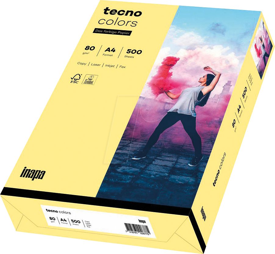 TECNO 88324401 - Papier hellgelb DIN A4 80 g/qm 500 Blatt von Tecno