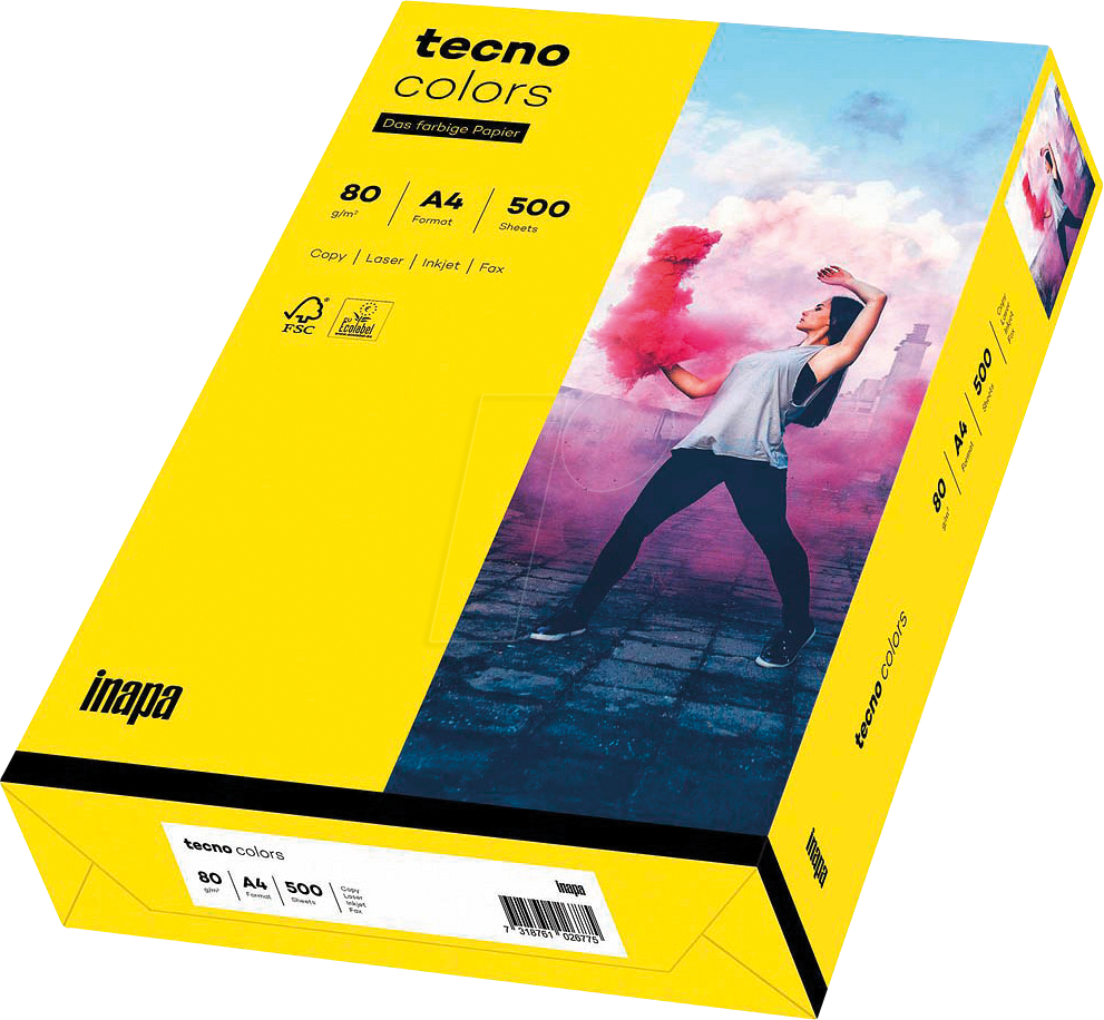 TECNO 88324403 - Papier gelb DIN A4 80 g/qm 500 Blatt von Tecno