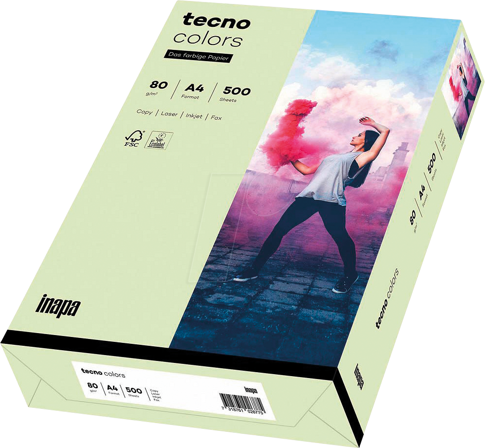 TECNO 88324413 - Papier hellgrün DIN A4 80 g/qm 500 Blatt von Tecno