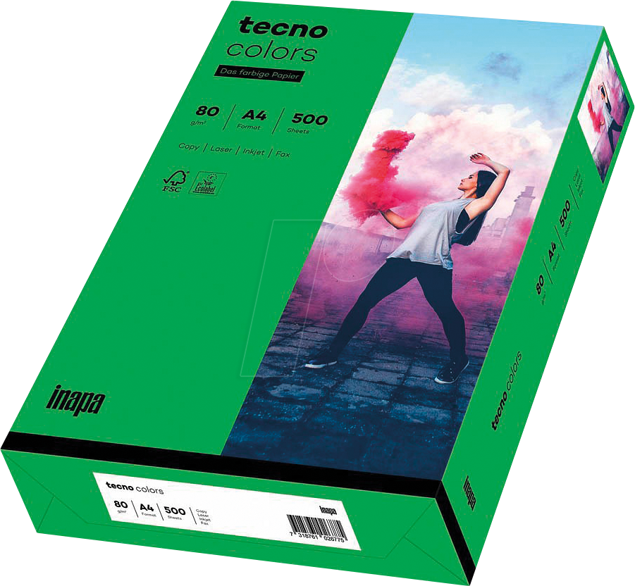 TECNO 88324417 - Papier intensivgrün DIN A4 80 g/qm 500 Blatt TECNO 88324417 - Papier intensivgrün DIN A4 80 g/qm 500 Blatt von Tecno