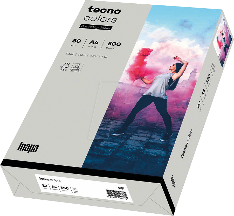 TECNO 88324423 - Papier grau DIN A4 80 g/qm 500 Blatt von Tecno