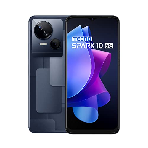 Tecno Mobile Spark 10 5G Smartphone (Android, Dual SIM, 1612 x 720 HD+ Display, 4GB RAM, 64GB Speicher, Octa-Core, 50MP Dual-Kamera) Meta Black von Tecno