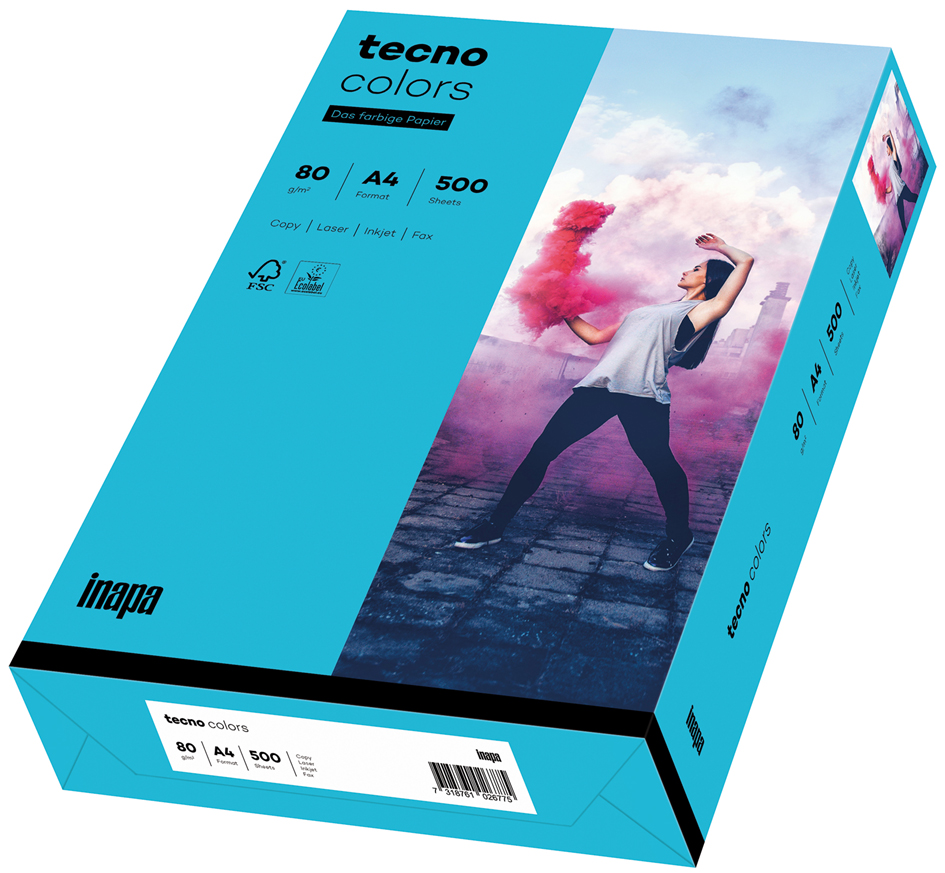 tecno Multifunktionspapier colors, A4, 80 g/qm, intensivblau von Tecno