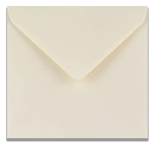 25 Briefumschläge aus elfenbeinfarbenem Papier, glatte Oberfläche, für Einladungen, Hochzeit, 155 x 155 mm. von Tecnografica