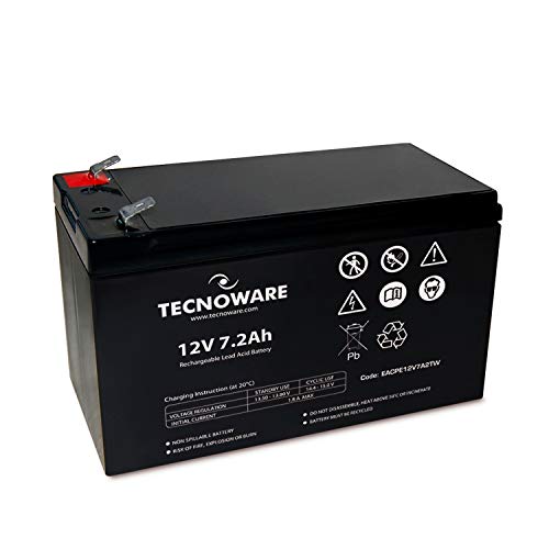 Tecnoware Ersatzbatterie für Unterbrechungsfreie Notstromversorgung (USV), Videoüberwachungs und Alarmsysteme - 12V Kapazität 7 Ah Faston-Anschluss 6.3 mm - Abmessungen 15,1 x 9,4 x 6,5 cm von Tecnoware Power Systems