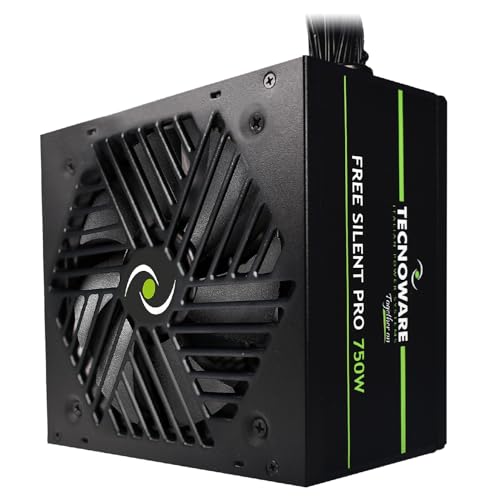 Tecnoware Netzteil Free Silent PRO 750 für erweiterte PCs mit NVIDIA GeForce GTX - RTX Grafikkarte, leiser Lüfter, PCI-E Anschlüsse, CPU 4+4, SATA, Molex von Tecnoware Power Systems
