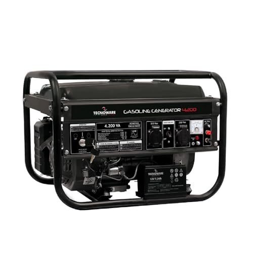 Tecnoware Tragbarer Stromgenerator 4200VA, Einphasig, Benzinbetrieben, elektrischer/manueller Start, 15L Tank, Geringe Lautstärke, AVR, ideal für Gartenarbeit, Heimwerken, Bauwesen von Tecnoware Power Systems