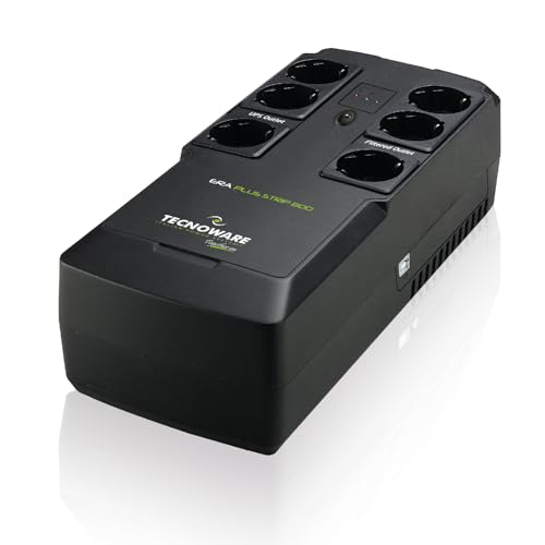 Tecnoware UPS ERA PLUS STRIP 800, Unterbrechungsfreie Stromversorgung 800 VA, Blackout-Schutz für PC, Modem, Videoüberwachung, Registrierkassen, USB, AVR, Autonomie 13 Min. PC-50 Min. Modem/Router von Tecnoware Power Systems