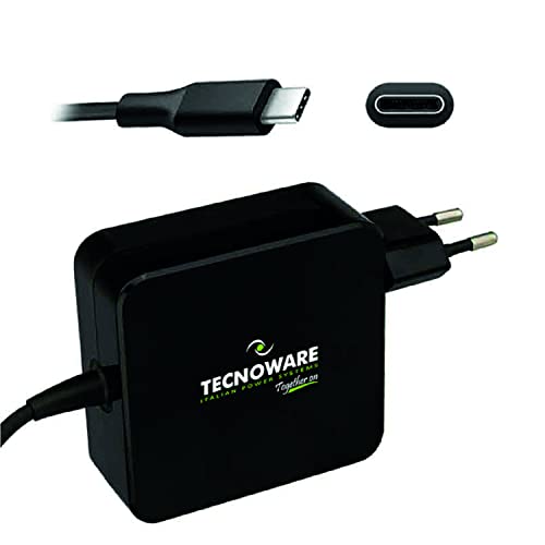 Tecnoware USB Typ-C Universal-Adapter , 65W Ladegerät , Kompatibel mit MacBook Pro/Air, Asus, Lenovo, Samsung, Huawei , Power Delivery , Schutz vor Überladung , Schwarz , 65W von Tecnoware Power Systems