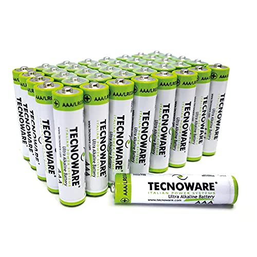 Tecnoware Ultra Alkaline-Batterien AAA - 1.5 Volt - Ideal für Spielzeug, Controller, Fernbedienungen, Taschenlampen, Uhren, Konsolen und andere batteriebetriebene Geräte, Packung zu 40 Stück von Tecnoware Power Systems