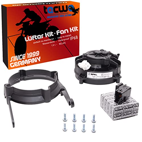 Ventilator Kit 2 TAKT Lüfter SPAL Set 2Takter mit Temperatursensor und Halter für Enduro Kompatibel/Ersatz für KTM, HUSQVARNA und GASGAS ab Baujahr 2017 von Tecwo
