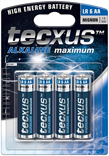 Mignon (LR6 / AA) Batterien Alkaline 1,5 V mit langer Lebensdauer, 4er Pack von Tecxus