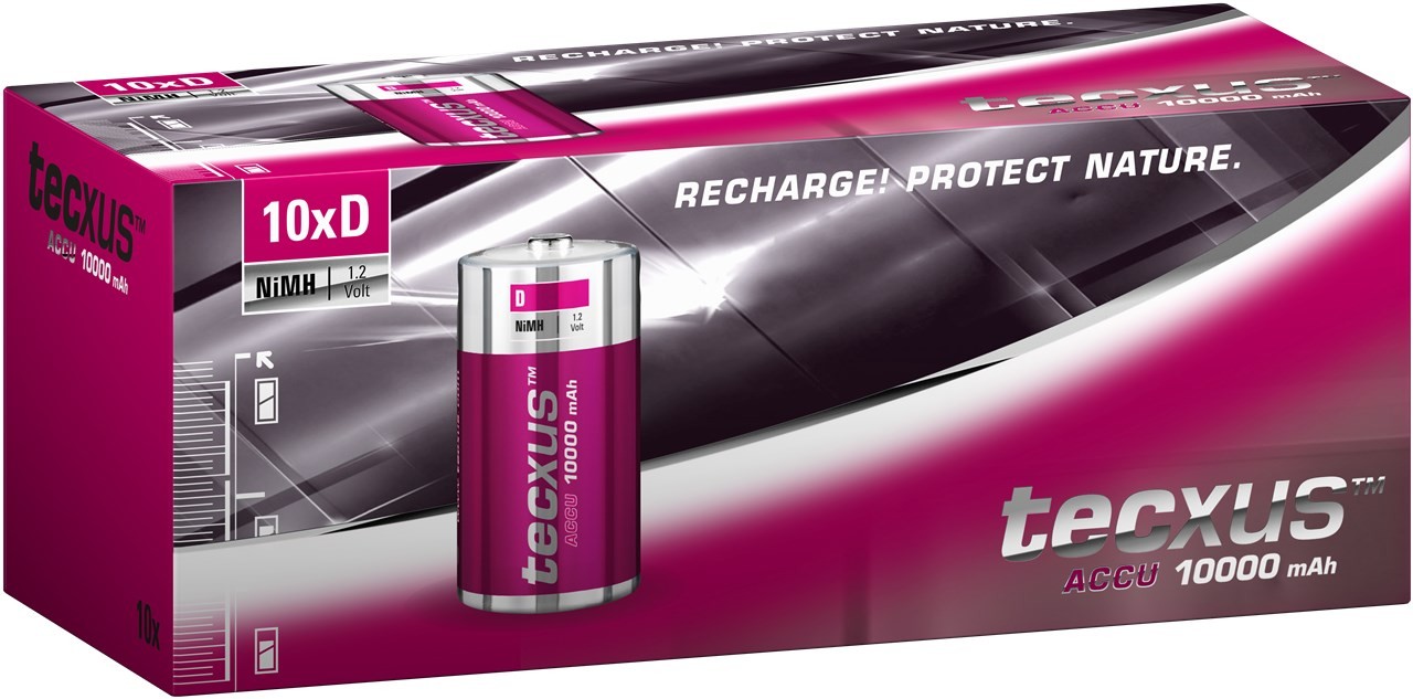 Tecxus D (Mono)/HR20 - 10000 mAh - Nickel-Metallhydrid Akku (NiMH), 1,2 V von Tecxus