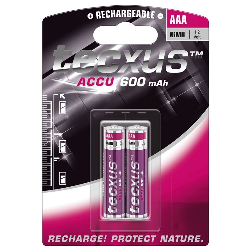 Tecxus NiMH Akku Micro, AAA, LR03 mit 600mAh im 2er Blister Tecxus NiMH Akku Micro, AAA, LR03 mit 600mAh im 2er Blister von Tecxus