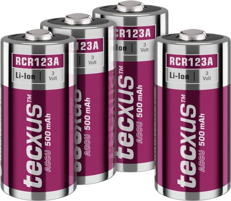 Tecxus RCR123 Akku - 500 mAh, 4 Stk. im Karton - Lithium-Ionen-Akku (Li-Ion), 3,2 V von Tecxus