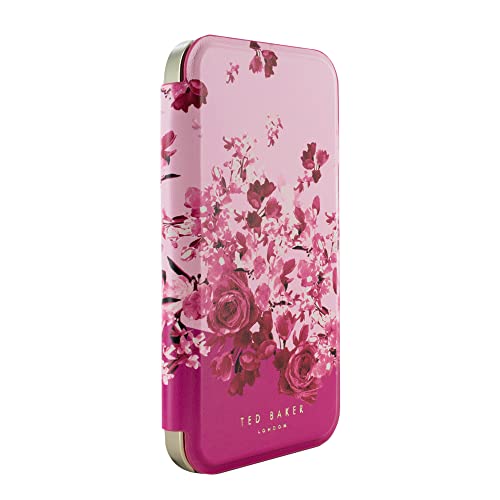 Ted Baker ALSTA Pink Scattered Flowers Mirror Folio Phone Case for iPhone 14 Pro Max Gold Shell von Ted Baker