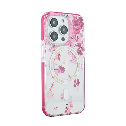 Ted Baker Azam Clear Scattered Flowers Antishock Phone Case for iPhone 14 Pro Pink Bumper Compatible with MagSafe von Ted Baker