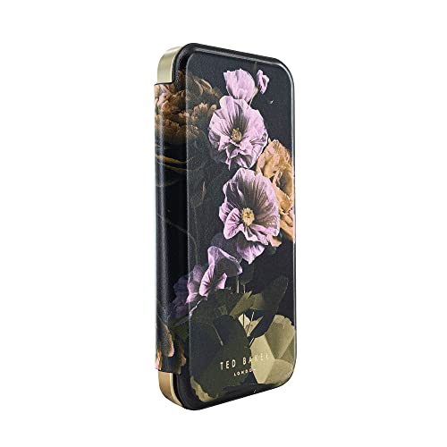 Ted Baker Gladii Black Paper Flowers Mirror Folio Phone Case for iPhone 14 Pro Max Gold Shell von Ted Baker