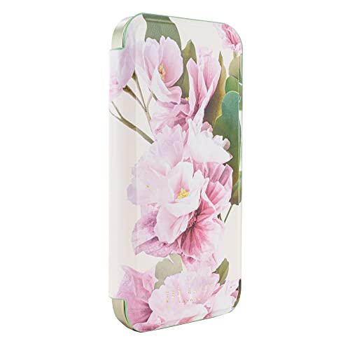 Ted Baker LIRIAM Cream Flower Placement Mirror Folio Phone Case for iPhone 14 Pro Max Green Gold Shell von Ted Baker