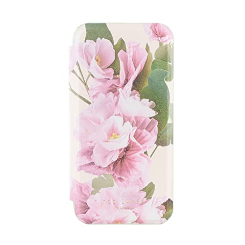 Ted Baker Schutzhülle für iPhone 15, Blumenplatzierung, Spiegel, cremefarben, Grün / goldfarben von Ted Baker