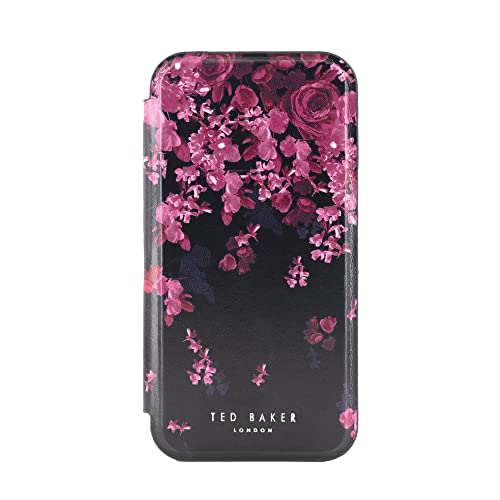 Ted Baker Schutzhülle für iPhone 15, Blumenrand-Spiegel, Schwarz / silberfarben von Ted Baker