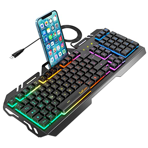 TedGem Gaming Tastatur, PC Gaming Tastatur PS4 Gaming Tastatur USB Wired Gaming Tastatur 19 Schlüssel Anti-Ghosting mit LED Beleuchtete, Tastatur Für PC/Laptop/PS4/Xbox One (Deutsches Layout) von TedGem