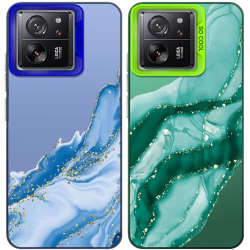 Tedyhulle 2 Stück Handyhülle für Xiaomi 13T 5G / Xiaomi 13T Pro, Ästhetisches Marmormuster, Weiche TPU-Stoßstange mit hartem PC-Fall, Stoßfeste Kratzfeste schützende Handy-Hülle, Grün und Blau Tedyhulle 2 Stück Handyhülle für Xiaomi 13T 5G / Xiaomi 13T Pro, Ästhetisches Marmormuster, Weiche TPU-Stoßstange mit hartem PC-Fall, Stoßfeste Kratzfeste schützende Handy-Hülle, Grün und Blau von Tedyhulle