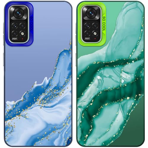 Tedyhulle 2 Stück Handyhülle für Xiaomi Redmi Note 11 4G/ Note 11S 4G, Ästhetisches Marmormuster, Weiche TPU-Stoßstange mit hartem PC-Fall, Stoßfeste Kratzfeste schützende Handy-Hülle, Grün und Blau Tedyhulle 2 Stück Handyhülle für Xiaomi Redmi Note 11 4G/ Note 11S 4G, Ästhetisches Marmormuster, Weiche TPU-Stoßstange mit hartem PC-Fall, Stoßfeste Kratzfeste schützende Handy-Hülle, Grün und Blau von Tedyhulle