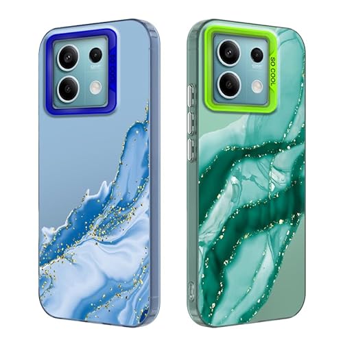 Tedyhulle 2 Stück Handyhülle für Xiaomi Redmi Note 13 5G, Ästhetisches Marmormuster, Weiche TPU-Stoßstange mit hartem PC-Fall, Stoßfeste Kratzfeste schützende Handy-Hülle, Grün und Blau Tedyhulle 2 Stück Handyhülle für Xiaomi Redmi Note 13 5G, Ästhetisches Marmormuster, Weiche TPU-Stoßstange mit hartem PC-Fall, Stoßfeste Kratzfeste schützende Handy-Hülle, Grün und Blau von Tedyhulle
