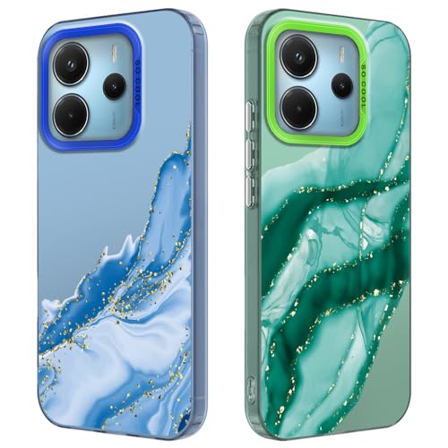 Tedyhulle 2 Stück Handyhülle für Xiaomi Redmi Note 14 5G, Ästhetisches Marmormuster, Weiche TPU-Stoßstange mit hartem PC-Fall, Stoßfeste Kratzfeste schützende Handy-Hülle, Grün und Blau Tedyhulle 2 Stück Handyhülle für Xiaomi Redmi Note 14 5G, Ästhetisches Marmormuster, Weiche TPU-Stoßstange mit hartem PC-Fall, Stoßfeste Kratzfeste schützende Handy-Hülle, Grün und Blau von Tedyhulle