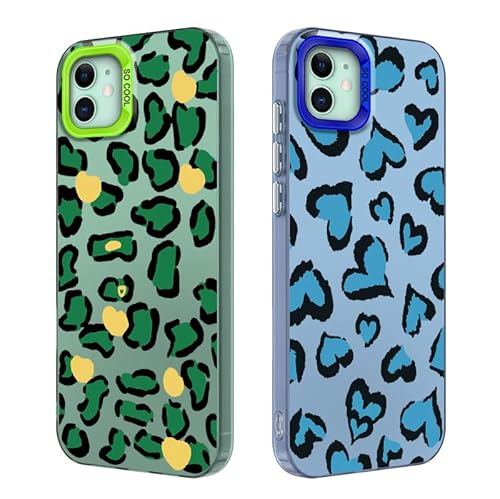 Tedyhulle 2 Stück Handyhülle für iPhone 11, Leopard niedliches Herz Love Muster, Weiche TPU-Stoßstange mit hartem PC-Fall, Stoßfeste Kratzfeste Schutzhülle, grün und Blau Tedyhulle 2 Stück Handyhülle für iPhone 11, Leopard niedliches Herz Love Muster, Weiche TPU-Stoßstange mit hartem PC-Fall, Stoßfeste Kratzfeste Schutzhülle, grün und Blau von Tedyhulle