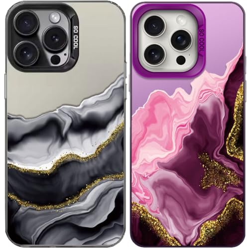 Tedyhulle 2 Stück Handyhülle für iPhone 16 Plus, Ästhetisches Marmormuster, Weicher TPU-Stoßfänger mit hartem PC-Fall, Stoßfeste Kratzfeste Schutzhülle, Lila und schwarzes Titan Tedyhulle 2 Stück Handyhülle für iPhone 16 Plus, Ästhetisches Marmormuster, Weicher TPU-Stoßfänger mit hartem PC-Fall, Stoßfeste Kratzfeste Schutzhülle, Lila und schwarzes Titan von Tedyhulle