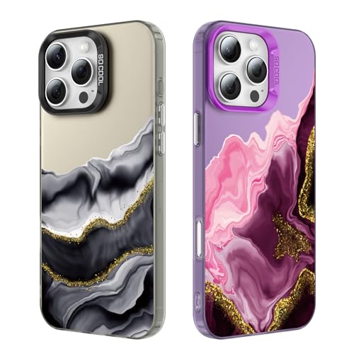 Tedyhulle 2 Stück Handyhülle für iPhone 16 Pro Max, Ästhetisches Marmormuster, Weicher TPU-Stoßfänger mit hartem PC-Fall, Stoßfeste Kratzfeste Schutzhülle, Lila und schwarzes Titan Tedyhulle 2 Stück Handyhülle für iPhone 16 Pro Max, Ästhetisches Marmormuster, Weicher TPU-Stoßfänger mit hartem PC-Fall, Stoßfeste Kratzfeste Schutzhülle, Lila und schwarzes Titan von Tedyhulle