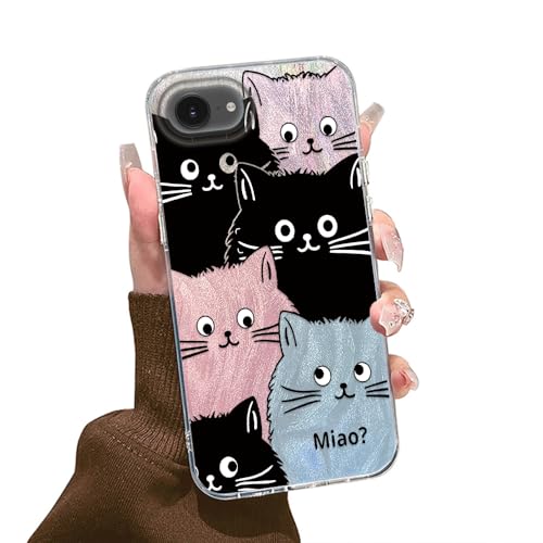 Tedyhulle Hülle für iPhone 16e Handyhülle mit Niedliche Farbe Katze Aesthetic Muster, Bunt Dünne Schutzhülle Stoßfest Kratzfest Handytasche Cover Case von Tedyhulle