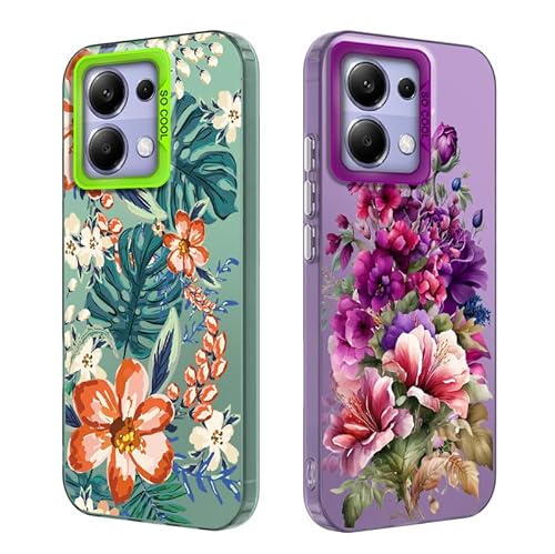 Tedyhulle 2 Stück Handyhülle für Xiaomi Redmi Note 13 Pro 4G/ Poco M6 PRO 4G, Nette Blumen-Muster, Weiche TPU-Stoßstange mit hartem PC-Fall, Stoßfeste Kratzfeste Schutzhülle, lila und grün Tedyhulle 2 Stück Handyhülle für Xiaomi Redmi Note 13 Pro 4G/ Poco M6 PRO 4G, Nette Blumen-Muster, Weiche TPU-Stoßstange mit hartem PC-Fall, Stoßfeste Kratzfeste Schutzhülle, lila und grün von Tedyhulle