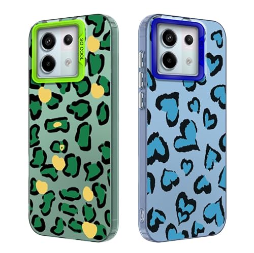 Tedyhulle 2 Stück Handyhülle für Xiaomi Redmi Note 13 Pro 5G/ POCO X6 5G, Leopard niedliches Herz Love Muster, Weiche TPU-Stoßstange mit hartem PC-Fall, Stoßfeste kratzfeste Schutzhülle, grün und Blau Tedyhulle 2 Stück Handyhülle für Xiaomi Redmi Note 13 Pro 5G/ POCO X6 5G, Leopard niedliches Herz Love Muster, Weiche TPU-Stoßstange mit hartem PC-Fall, Stoßfeste kratzfeste Schutzhülle, grün und Blau von Tedyhulle