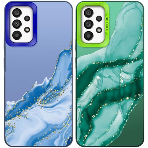 Tedyhulle 2 Stück Handyhülle für Samsung Galaxy A53 5G, Ästhetisches Marmormuster, Weiche TPU-Stoßstange mit hartem PC-Fall, Stoßfeste Kratzfeste schützende Handy-Hülle, Grün und Blau Tedyhulle 2 Stück Handyhülle für Samsung Galaxy A53 5G, Ästhetisches Marmormuster, Weiche TPU-Stoßstange mit hartem PC-Fall, Stoßfeste Kratzfeste schützende Handy-Hülle, Grün und Blau von Tedyhulle