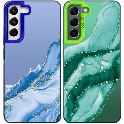 Tedyhulle 2 Stück Handyhülle für Samsung Galaxy S21 FE 5G, Ästhetisches Marmormuster, Weiche TPU-Stoßstange mit hartem PC-Fall, Stoßfeste Kratzfeste schützende Handy-Hülle, Grün und Blau Tedyhulle 2 Stück Handyhülle für Samsung Galaxy S21 FE 5G, Ästhetisches Marmormuster, Weiche TPU-Stoßstange mit hartem PC-Fall, Stoßfeste Kratzfeste schützende Handy-Hülle, Grün und Blau von Tedyhulle