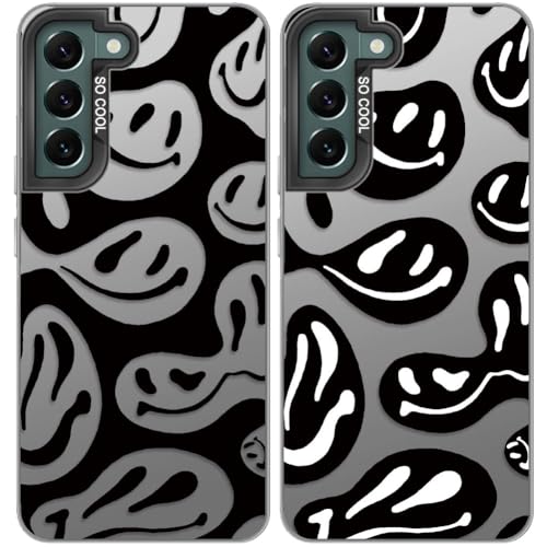 Tedyhulle 2 Stück Handyhülle für Samsung Galaxy S21 FE 5G, Lustiges Lächeln Gesicht Muster, Weiche TPU Stoßstange mit hartem PC-Fall, Stoßfeste Kratzfeste schützende Handyhülle, Schwarzes Titan Tedyhulle 2 Stück Handyhülle für Samsung Galaxy S21 FE 5G, Lustiges Lächeln Gesicht Muster, Weiche TPU Stoßstange mit hartem PC-Fall, Stoßfeste Kratzfeste schützende Handyhülle, Schwarzes Titan von Tedyhulle