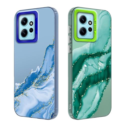 Tedyhulle 2 Stück Handyhülle für Xiaomi Redmi Note 12 4G, Ästhetisches Marmormuster, Weiche TPU-Stoßstange mit hartem PC-Fall, Stoßfeste Kratzfeste schützende Handy-Hülle, Grün und Blau Tedyhulle 2 Stück Handyhülle für Xiaomi Redmi Note 12 4G, Ästhetisches Marmormuster, Weiche TPU-Stoßstange mit hartem PC-Fall, Stoßfeste Kratzfeste schützende Handy-Hülle, Grün und Blau von Tedyhulle