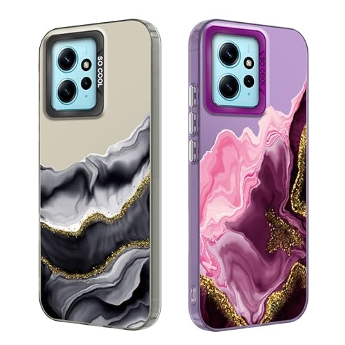 Tedyhulle 2 Stück Handyhülle für Xiaomi Redmi Note 12 4G, Ästhetisches Marmormuster, Weicher TPU-Stoßfänger mit hartem PC-Fall, Stoßfeste Kratzfeste Schutzhülle, Lila und schwarzes Titan Tedyhulle 2 Stück Handyhülle für Xiaomi Redmi Note 12 4G, Ästhetisches Marmormuster, Weicher TPU-Stoßfänger mit hartem PC-Fall, Stoßfeste Kratzfeste Schutzhülle, Lila und schwarzes Titan von Tedyhulle