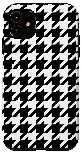 Hülle für iPhone 11 Schwarz Weiß Hahnentritt Muster Retro Vintage von Tee Styley