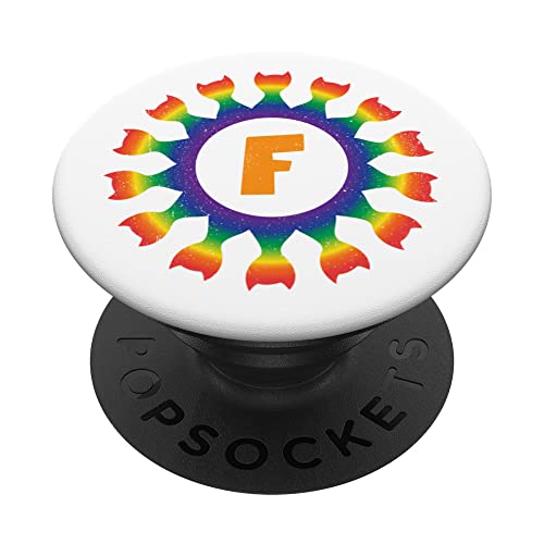 Radial Rainbow Cat Monogramm F PopSockets mit austauschbarem PopGrip Radial Rainbow Cat Monogramm F PopSockets mit austauschbarem PopGrip von Tee4Tu / Cookie Money Design