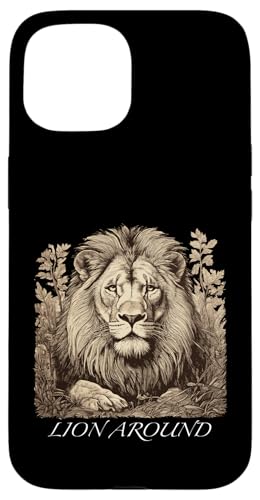 Rund um den Löwen - Löwenillustration Hülle für iPhone 15 Rund um den Löwen - Löwenillustration Hülle für iPhone 15 von Tee4Tu / Cookie Money Design
